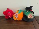Halloween Puffkins Lot  3  Stuffed Plush Toys 90s Vintage Gourdy Hazel Bruno