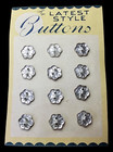 Vintage Glass Buttons - 12 Mirror Backed Glass Flower 10mm Buttons - Czech