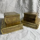Vintage 1995 Cbk Ltd Gold Faux Book Bookends Roman Numeral Heavy Library Decor