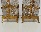 Pair Of Vintage Crystal Glass Decanters W  Ormolu Bronze Mounts