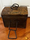 Antique Large Bamboo Slat Travel Storage Chest W  Handles 15 5  X 13 X 12