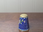 Vintage Cloisonn   Brass Thimble Floral Design