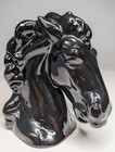 Vtg Mcm Black Ceramic Horse Head Figurine Bust Statue Stallion Art Deco Style 6 