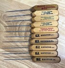 Lot Of 10 Vintage Wood Handle Ice Picks Advertising Keyston Roppel Industries