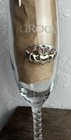 Bride Groom Claddagh Champagne Flutes Pair Twisted Stem Wedding Toast Glasses