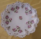 Lovely Antique Hand Painted Roses Footed Bon Bon canape Dish Unbranded