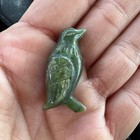 Vintage Hand Carved Jade Bird Figurine Green Nephrite Stone Totem Animal Amulet