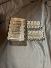 Vintage Clear Cut Glass Cigar cigarette Box Holder   2 Ashtrays   Art Deco 