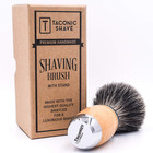  s 100  Mixed Badger Luxury Shaving Brush - Deluxe Beechwood And Chrome Handle -