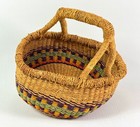 African Bolga Ghana Hand Woven Grass Small Market Basket