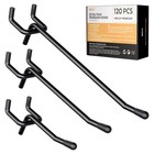 120 Pack Heavy Duty Black Pegboard Hooks - 2 4 6 Inch Organizer Set