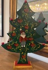 Vintage Wooden Christmas Tree Candle Holder Gnome Folk Art Hand Painted 16   