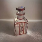 Antique Victorian Hand Blown Glass Perfume Scent Bottle W stopper Roses 