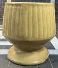 Mid Cent  Modern Mccoy Floraline Fluted Pedestal Vase Planter Yellow Beige 4x4