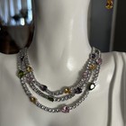 Silver Plated Multi-layer Necklace And Earrings Cubic Zirconia Women Jewelry Set