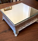 Hand Embossed Wedding Cake Stand Square Silver Finish 12    Sq Top 5 25 Inch High