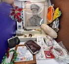 Vintage Junk Drawer Lot   Military Photo   Key Chain   Coin Purse   Resellers