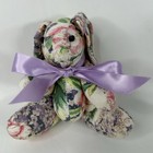 Vintage Applause Floral Fabric Bunny Rabbit Plush Stuffed Animal 4 5  Easter