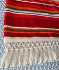 2 Vintage Mid Century Retro 70   s Window Valance Orange Red Striped Burlap 21x102