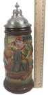 Antique German Beer Stein Lidded 10    Tall Village Couple Rare