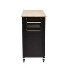54 3 In  Black Rolling Kitchen Cart With Wood Top  4-door Cabinet And Drawers
