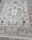 Hand Knotted Oushak Rug Wool Turkish Area Rug Vintage Ivory Floral Carpet