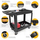 Heavy Duty 2   shelf Service Cart 500 Lb Capacity Polypropylene Utility Cart With 