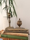 Antique Late 19th Century Anglo-indian Foliate Openwork Brass Writing Desk Set