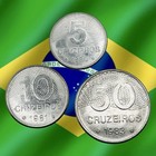 Lot Of 3 Brazil 5  10   50 Cruzeiro Coins - 1980s Dates - Combined Ship