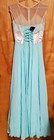 Light Blue Gold Shiffon With Leather And Lace Decor Women Evening Dress 