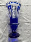 Vintage Mid Century 60s - 70s Cobalt Blue Crystal 8 5  Vase