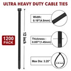 Zip Ties  Razcc 1200pcs Black Cable Zip Ties 12 Inch  Heavy Duty Plastic Wire   