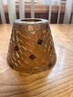 Vintage Gold And Brown Mosaic Tile Glass Small Lamp Shade  4 x 5 