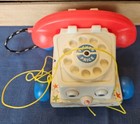 Vintage 1961 Fisher Price Pull Phone Toy 747 Made In Usa - Missing Top Sticker