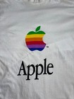 Rare Vintage 90s Apple Macintosh Computer White Rainbow Logo T-shirt