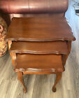 Lovely  Vintage  Set Of 3  Wooden Nesting Tables  Cabriolet Legs  Louis Xv Style
