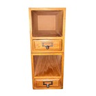 Vtg Wooden Library Card Catalog Stackable Storage Drawers Oak Set Of 2
