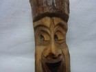 Bottle Stopper Man Face Hand Carved Wood Vintage German  m