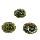 Vintage Bakelite Carved Buttons Green 3 4    Sew Through Set Of 3 Fancy  