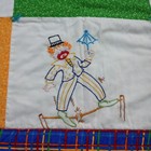 Vintage Clown Quilt Crib Blanket Handmade Colorful Hand Stitched Children Baby