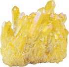 Natural Aura Yellow Citrine Crystal Titanium Cluster Healing Mineral Specimen