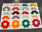 Lot Of 20 5  Assorted Colors Raised Flower Granny Square Blocks Crochet Afghan