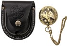 Brass Sundial Compass With Leather Case And Chain - Push Open Compass - Steam   
