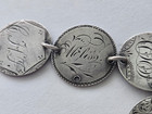 Antique Victorian Silver Dime Love Token Bracelet 13 Coins Engraved friend mama