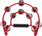 Zenison Double Row Tambourine With Metal Jingles Hand Percussion Shaker - Red