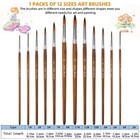 12pcs Artist Paint Brushes Set Professional Brush Wooden Oil Acrylic Watercolour