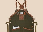 Personalized Unisex Apron  High Quality  Handmade Leather Straps  Towel Ring