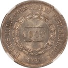 1860 50 Brazil Silver 1000 Reis  Km-465 - Ngc Ms-62  Attractive 