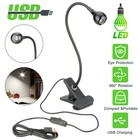 Clip-on Usb Flexible White Led Reading Light Beside Bed Desk Table Book Lamp