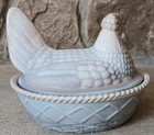 Chicken Hen On Nest Covered Dish - Gray Marble Glass - Westmoreland Mold